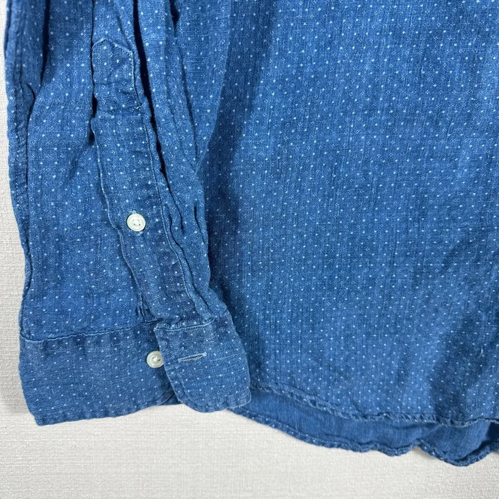 Polo Ralph Lauren Button Down Mens XXL Blue Excellent Linen Polka Dot Shirt